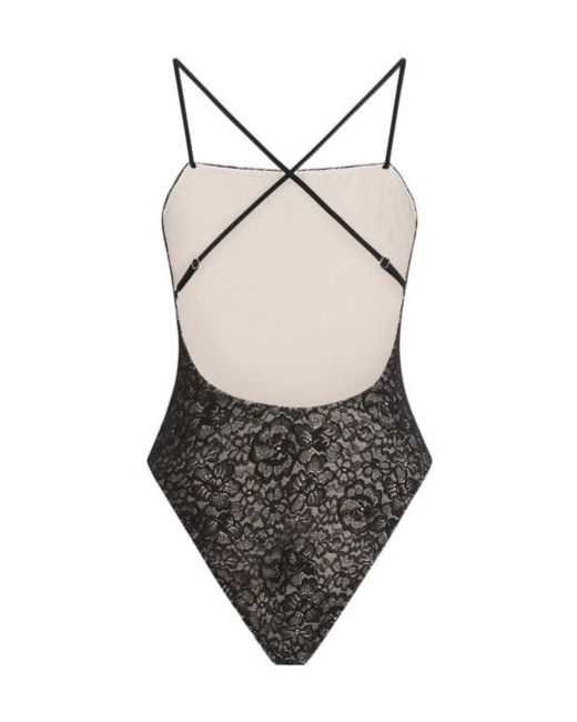 Dolce & Gabbana Brown One-Piece Lace Swimsuit