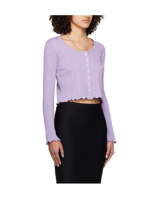 A.P.C. Purple Lettuce Rimmed Knitted Cardigan