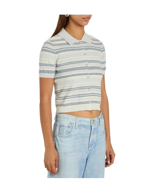 Rag & Bone Blue Striped Cotton-Blend Cardigan
