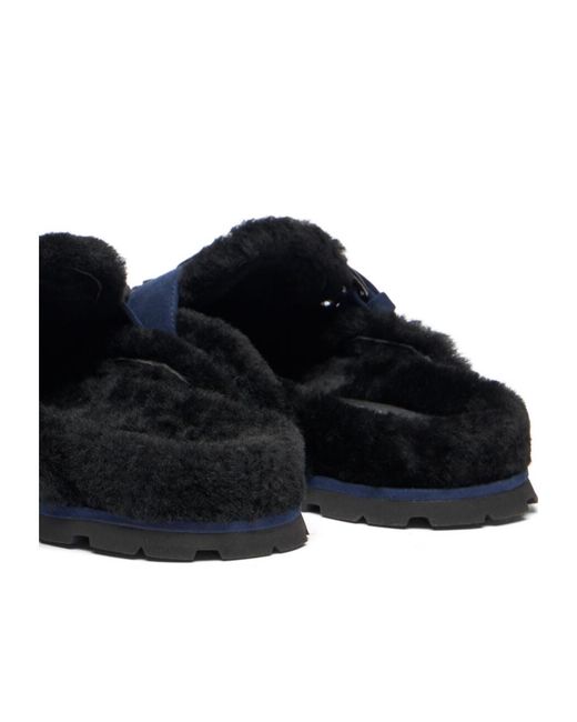 Stuart Weitzman Blue Chrystie Shearling Mule
