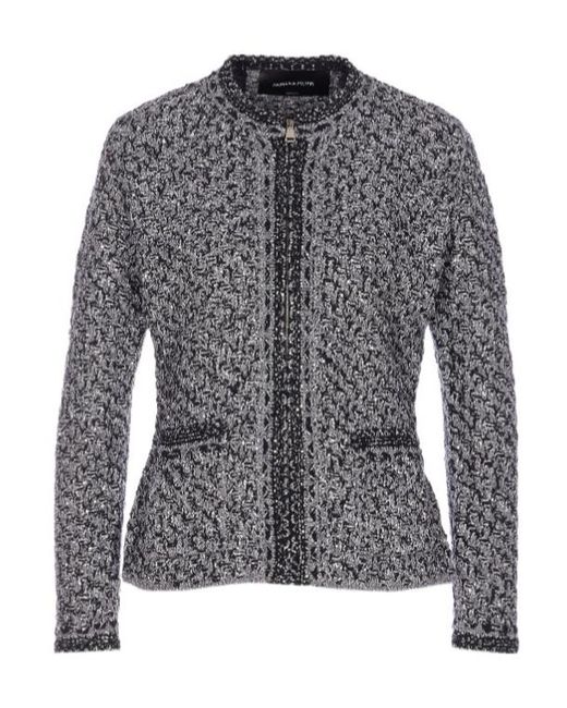 Fabiana Filippi Gray Denim Effect Sequin Tweed Jacket