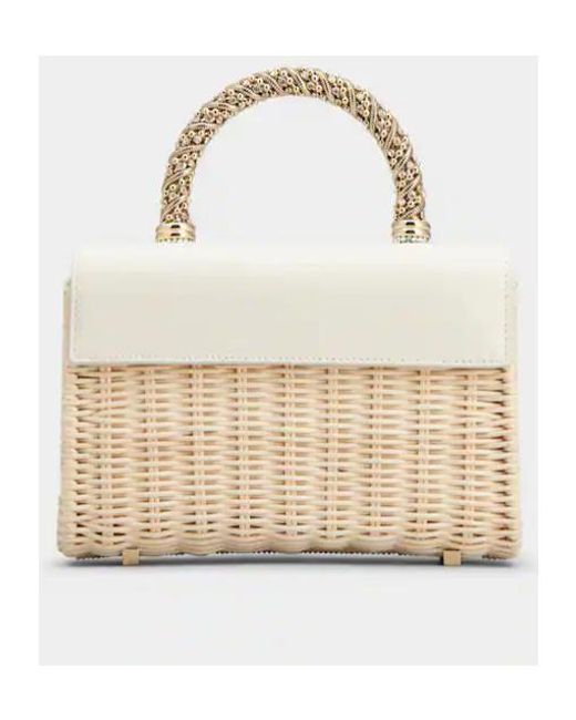 Roger Vivier White Wicker Jewel Mini Flower Strass Buckle Clutch Bag