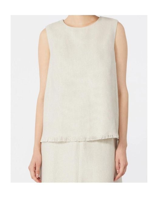 Max Mara White 'S Anika Fringed Sleeveless Top