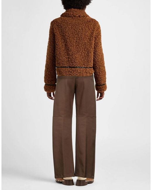 MM6 by Maison Margiela Brown Solid Color Straight Suit Pants