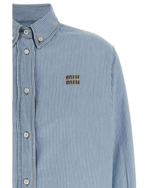 Miu Miu Blue Striped Chambray Shirt
