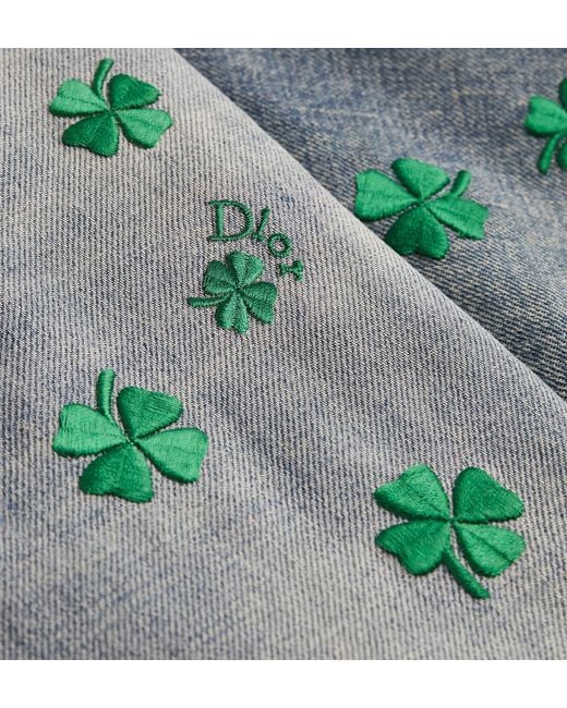 Dior Blue Flared Embroidered Jeans