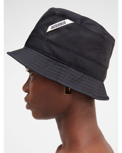 Jacquemus Black Logo Detailed Bucket Hat for men