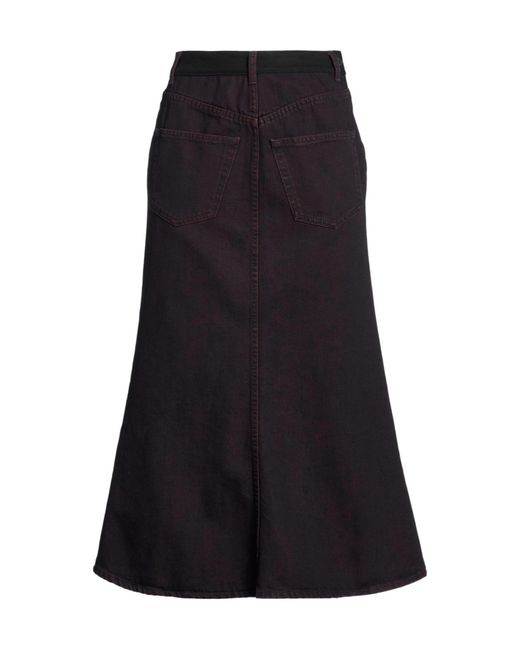 MM6 by Maison Margiela Black Colorful Denim Midi Skirt