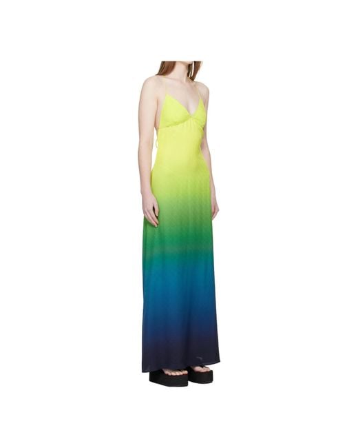 Casablanca Green Gradient Halterneck Long Dress