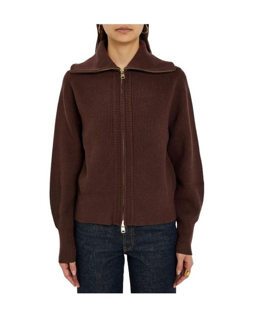 Varley Brown Enrico Ribbed Knit Cardigan
