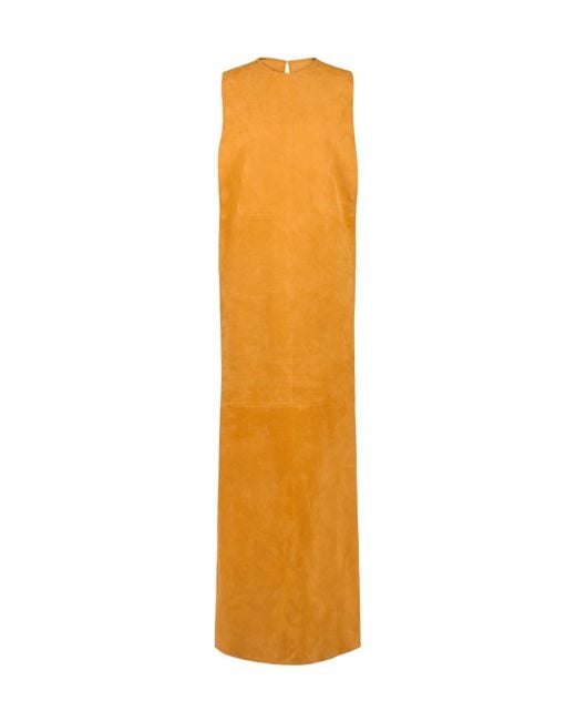 Tod's Metallic Twisted Open-Back Leather Maxi Dress