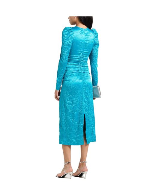 Ganni Blue Solid Color Satin Dress