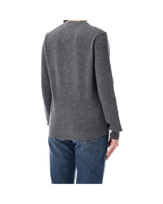 COMME DES GARÇONS PLAY Gray Comme Des Garçons Play Logo Detailed Crewneck Cardigan for men