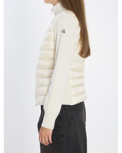 Moncler White Padded Wool Zip-Up Cardigan
