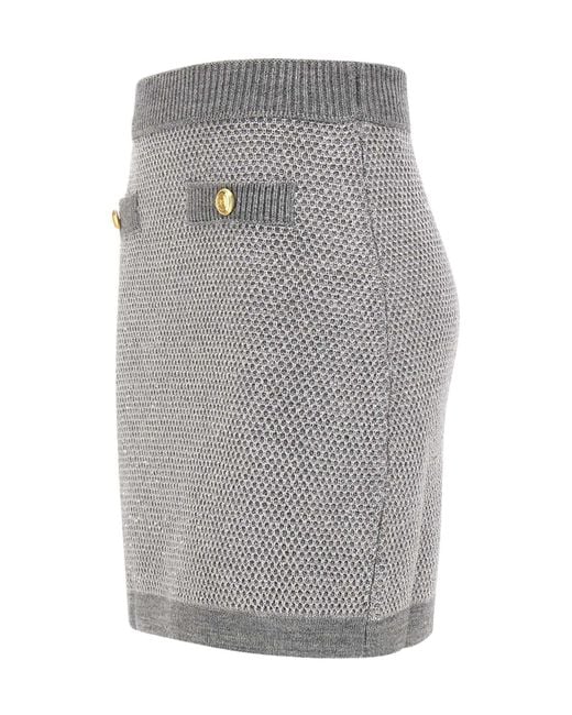 Elisabetta Franchi Gray Sequinned Knit Skirt