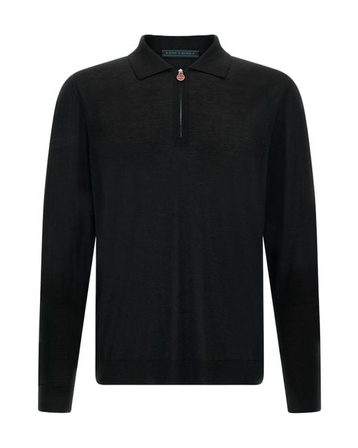 Kiton Black Zip-Up Polo Shirt for men