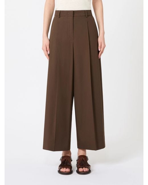 Weekend by Maxmara Brown Bellico Pleated Wide-Leg Pants