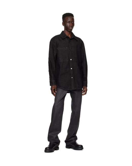 Wooyoungmi Black Logo Print Denim Shirt for men