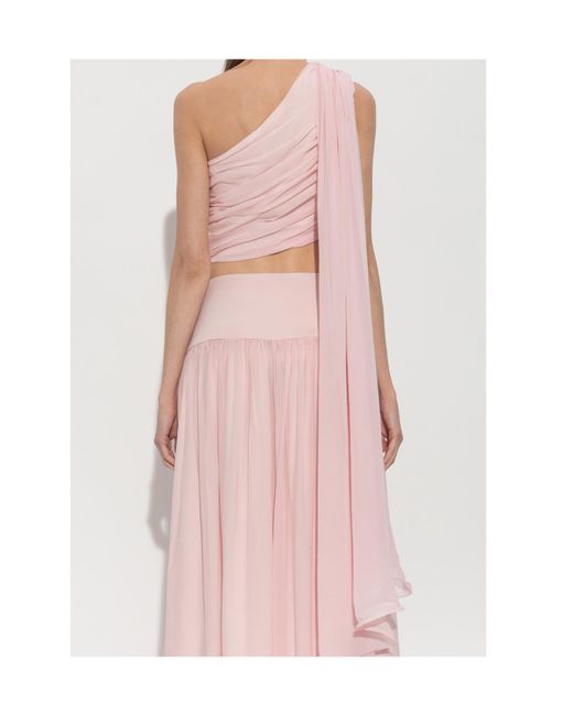Posse Pink Solene One-Shoulder Draped Top