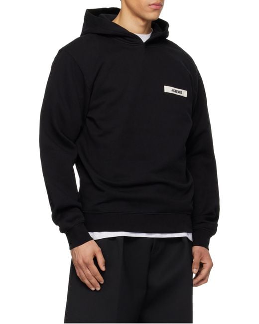 Jacquemus Blue Logo-Appliqué Jersey Hoodie for men