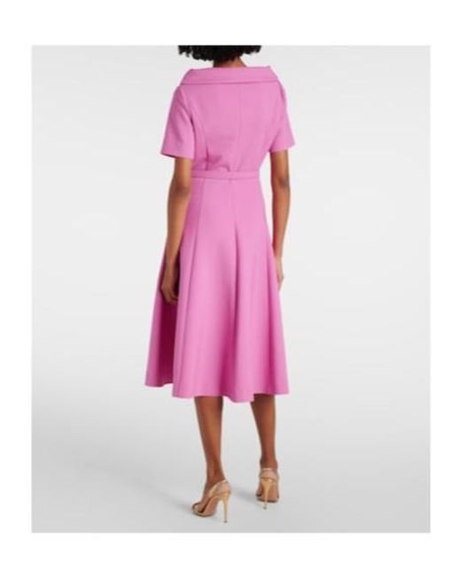 Oscar de la Renta Pink Wool-Blend Midi Dress