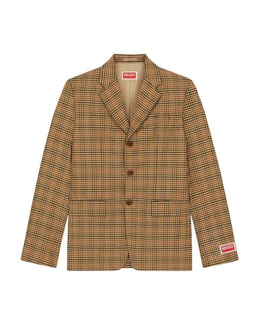 KENZO Natural Checked Suit Jacket for men