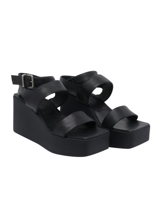 Vic Matié Black Travel Platform Heeled Sandals