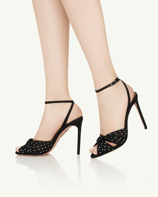 Aquazzura Black Slow Kisses Ankle Strap Sandals