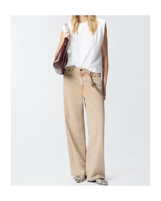 Pinko Natural Chain Detail Straight-Leg Jeans