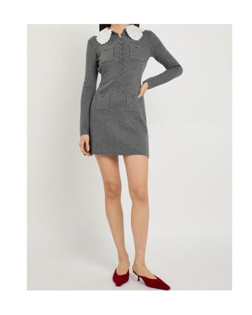 Self-Portrait Gray Knit Mini Dress