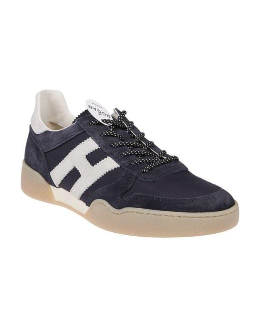 Hogan Blue H357 Monogram Patch Sneakers for men