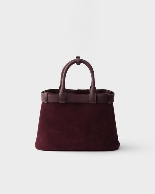 Prada Red Medium Buckle Leather Tote Bag