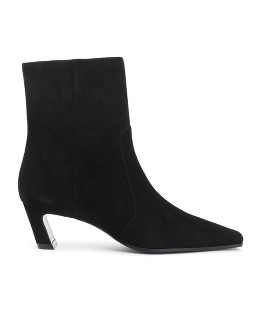 Stuart Weitzman Black Square Toe Ankle Boots