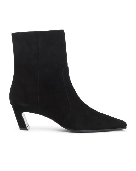 Stuart Weitzman Black Square Toe Ankle Boots