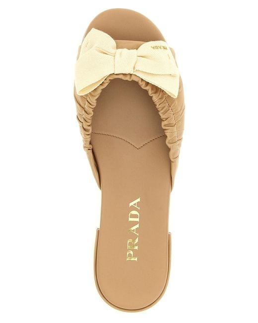 Prada Natural Round-Toe Flat Sandals