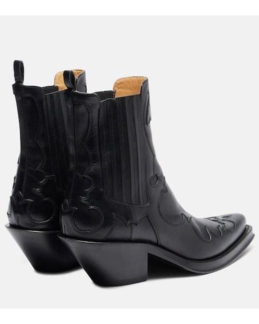 Gabriela Hearst Black Cassidy Cow-Print Leather Cowboy Boots