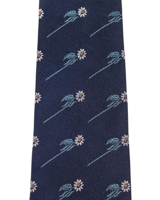 Paul Smith Blue Floral Printed Pointed-Tip Tie for men