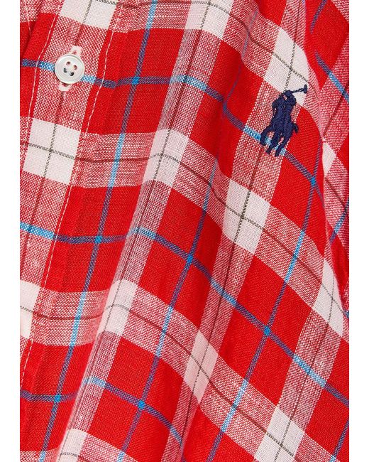 Polo Ralph Lauren Red Plaid Linen Shirt