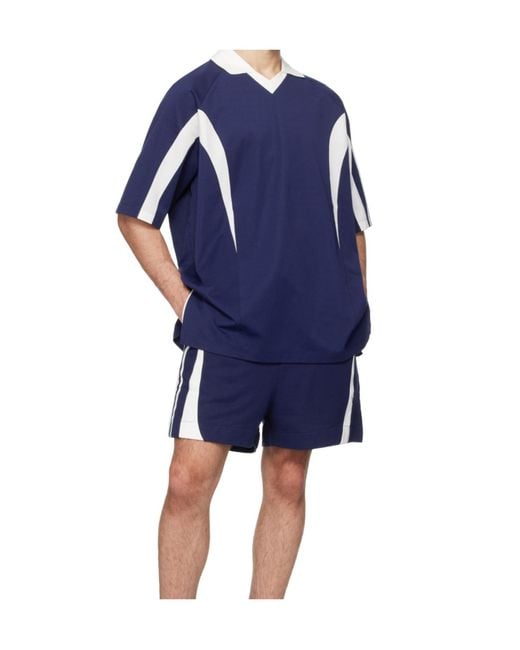 Y-3 Blue M French Terry Cutline Shorts for men