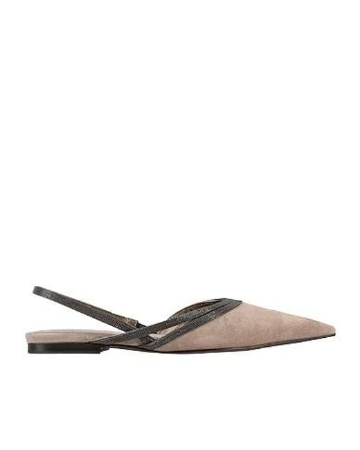 Brunello Cucinelli Natural Plain Colour Ballet Flats