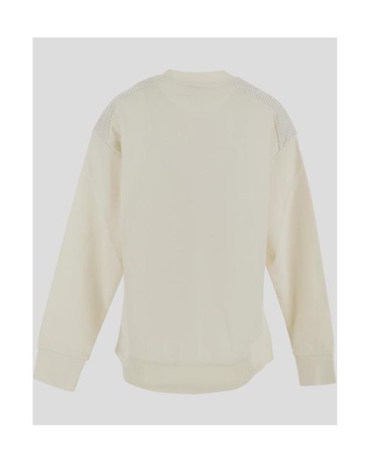 Moncler White Logo Embroidered Crewneck Sweatshirt