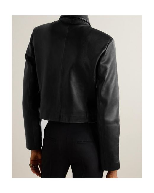 Nour Hammour Black Long-Sleeved Leather Jacket