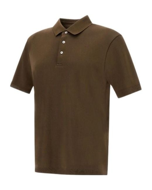 Herno Green Short-Sleeved Knitted Polo Shirt for men