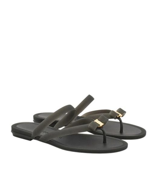 Ferragamo White Vara Bow Jelly Thong Sandal