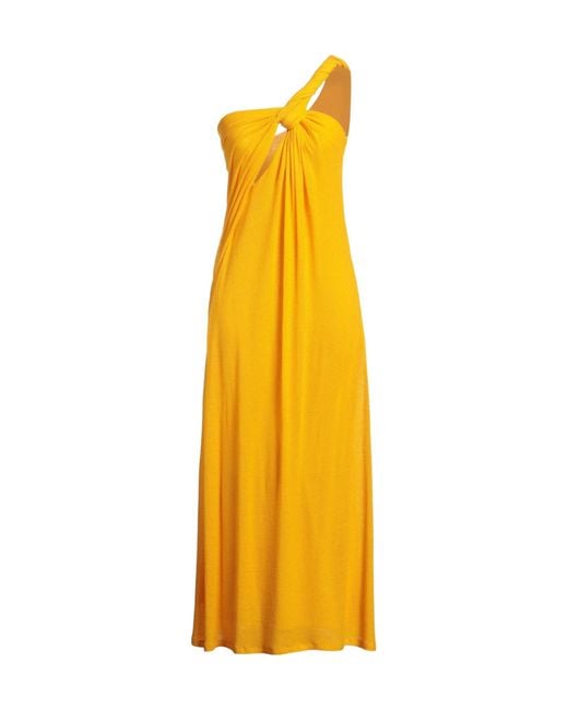 Chloé Yellow Single-Shoulder Solid-Colored Wool Dress