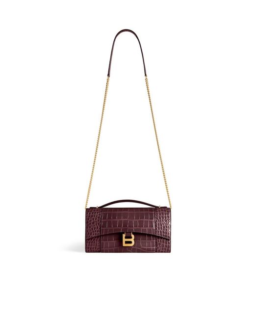Balenciaga Red Hourglass Pochette With Chain