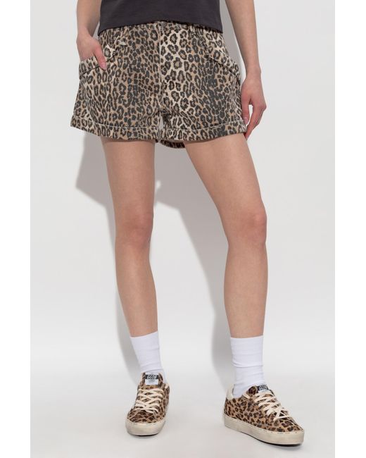R13 Gray Leopard Printed Pouch Pocket Shorts
