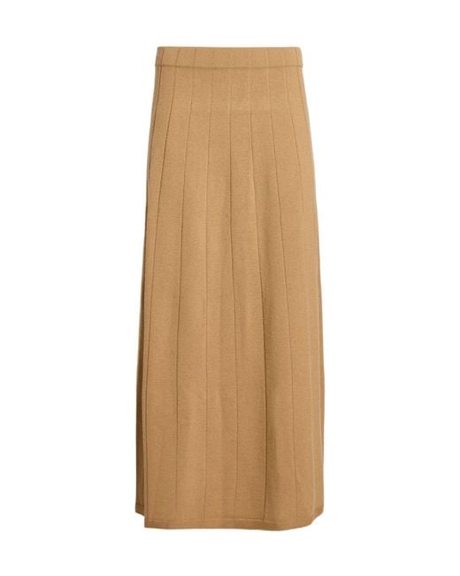 Max Mara Natural Solid-Color Wool A-Line Skirt