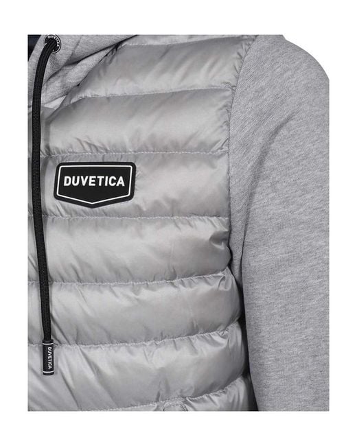 Duvetica Gray Padded Feather-Down Sweatshirt Jacket for men