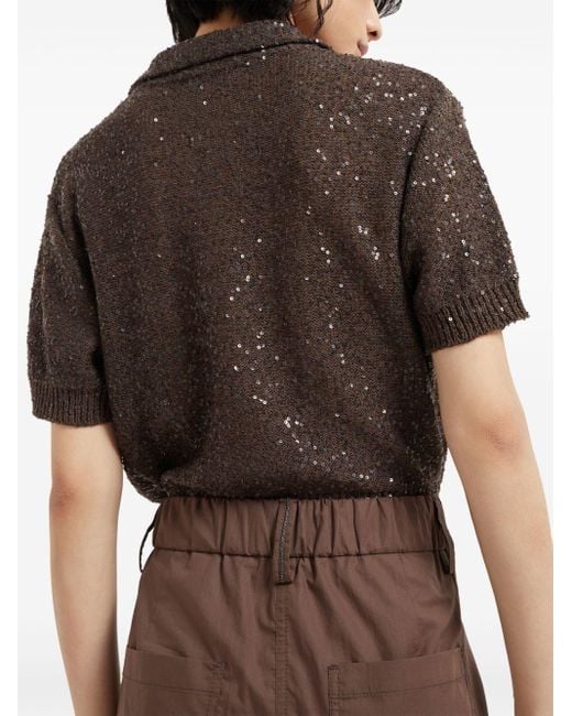 Brunello Cucinelli Brown Embellished Lightweight Poplin Five-Pocket Track Trousers